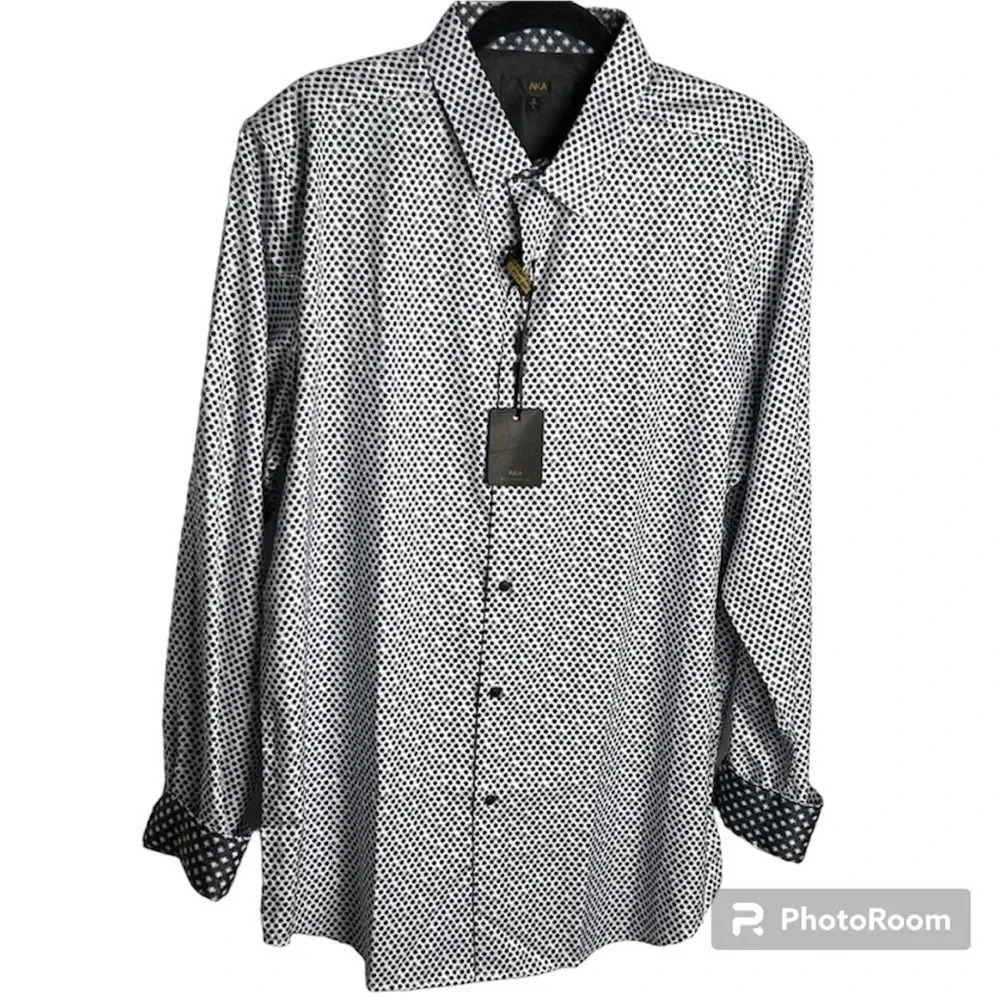 A.K.A.  silk look dress shirt . Sz 1X., two tone contrasting cuff,NWT,graduation